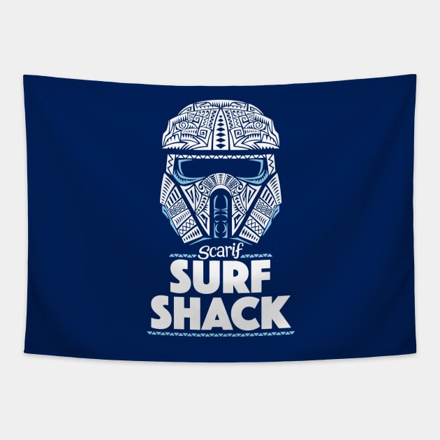 Scarif Surf Shack Tapestry by DoodleDojo