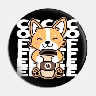 Corgi Drinking Coffee Funny Dog Lover Kawaii Pin