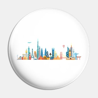 World skyline Pin