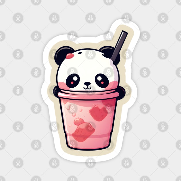 Cute little panda in a cup of bubble tea Magnet by Andrew World