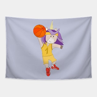 Unicorn playing basketball Tapestry