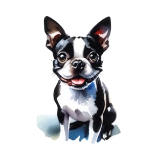 Boston Terrier Watercolor - Beautiful Dog T-Shirt