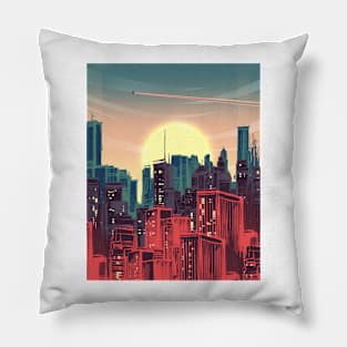 Dusky City Skyline Pillow