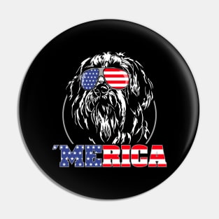 Proud Bearded Collie American Flag Merica gift Pin