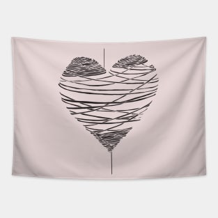Yarn Heart - Pale Pink Background Tapestry