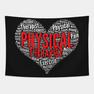 Physical therapist Heart Shape Word Cloud Design graphic Tapestry