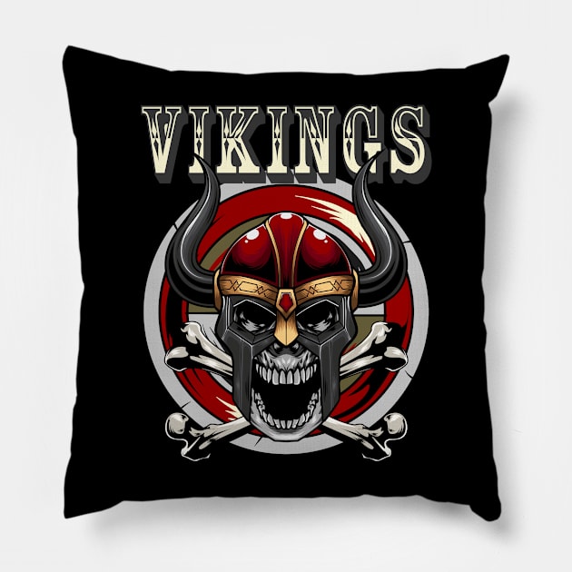 Viking Skull 7.4 Pillow by Harrisaputra