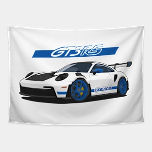 Car 911 gt3 rs white blue Tapestry