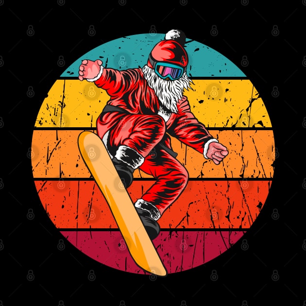 Vintage rad Santa Claus snowboarding by Geoji 