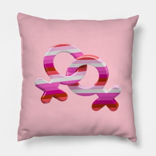 Lesbian couple symbol in lipstick flag colors of LGBTQ Pride Pillow