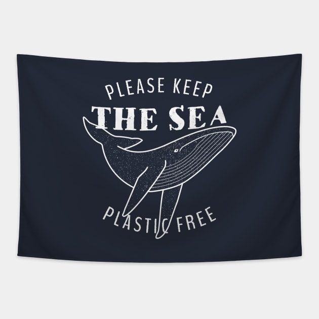 Please Keep the Sea Plastic Free - Whale Tapestry by bangtees