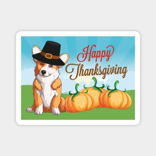 Cute Corgi Thanksgiving Magnet