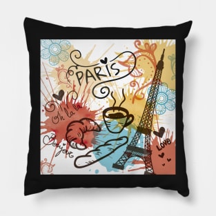 Paris, France, Travel Poster Pillow