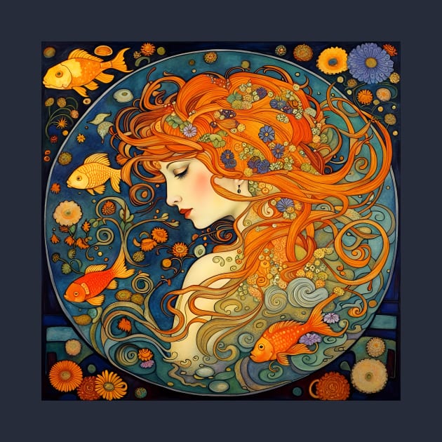 Art Nouveau Beautiful Woman Of The Waters by LittleBean