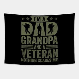 Vintage I'm A Dad Grandpa And Veteran Nothing Scares Me Tapestry