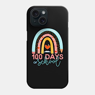 100Th Day Of School Teacher 100 Days Smarter Boho Rainbow Phone Case