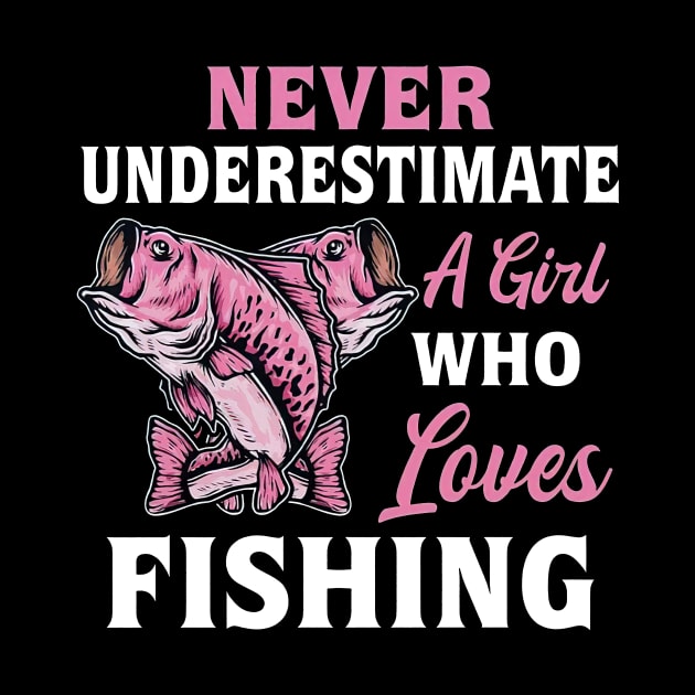 Never Underestimate A Girl Who Loves Fishing by Red and Black Floral