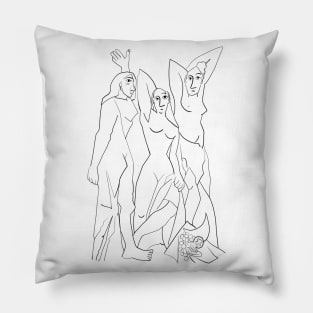 Line Art - Les Demoiselles d'Avignon Pillow