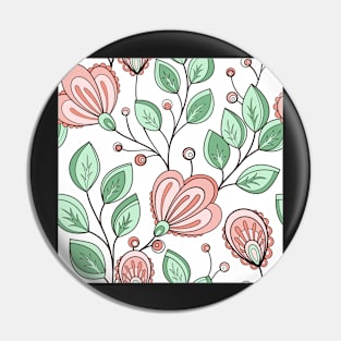 Spring Pattern with Vintage Floral Motifs Pin