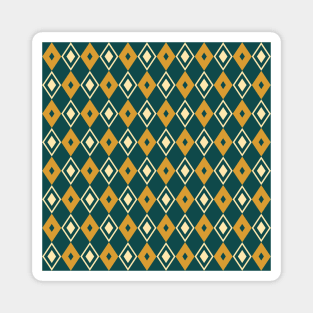 Teal and Yellow Harlequin Pattern Magnet