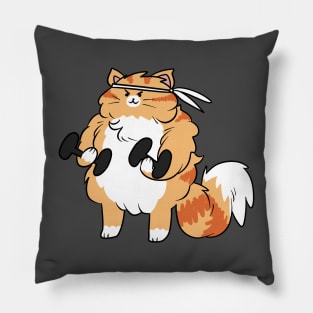 Weight Lifting Orange Tabby Cat Pillow