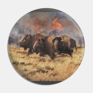 Red Buffalo Oil on Canvas Pin