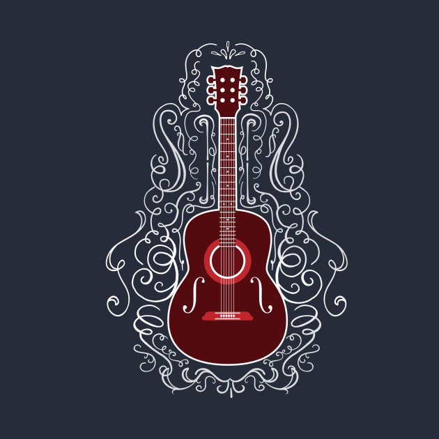 Acoustic Guitar With Scroll Design by LittleBunnySunshine