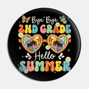 Goodbye 2nd Grade Hello Summer Last Day Of School Boys Kids T-Shirt Pin