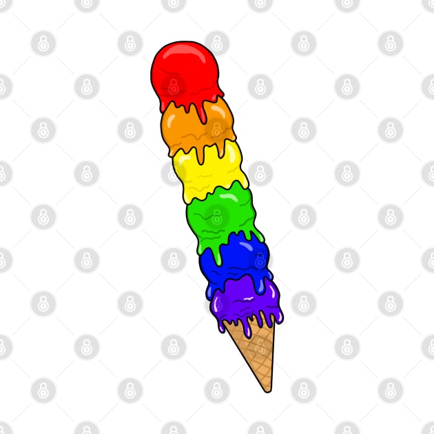 Rainbow Melting Ice Cream Cone by bloomingviolets