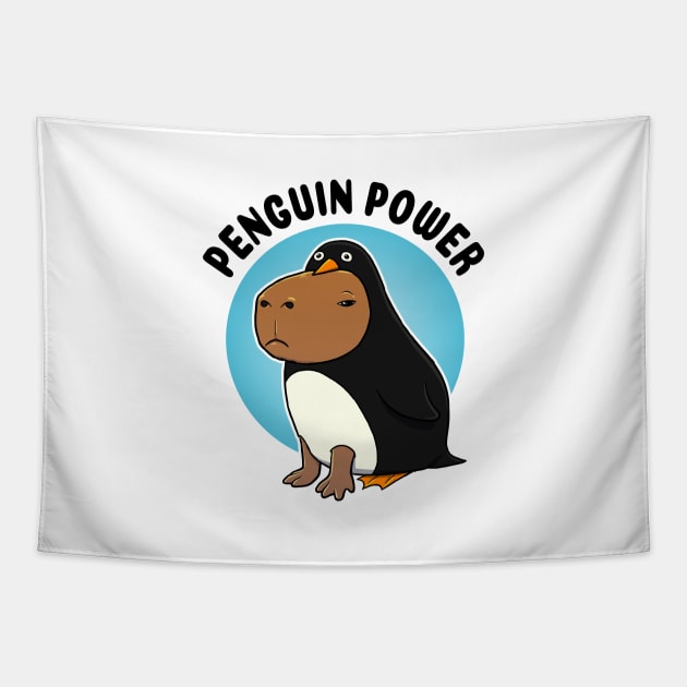 Penguin power Capybara Penguin Tapestry by capydays