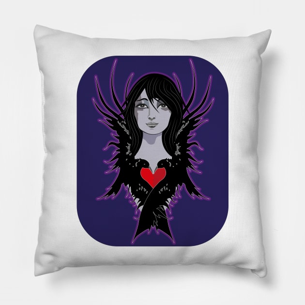 raven heart Pillow by GilbertoMS