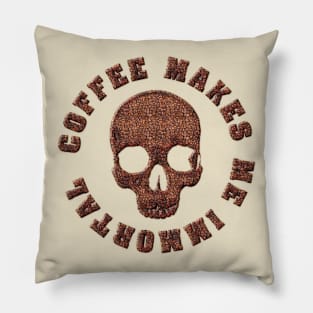 Coffee Beans Skull Latte and Espresso Lovers Design Pillow