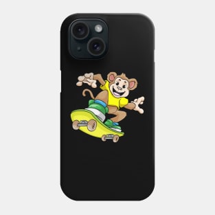 Funny monkey is skateboarding Phone Case