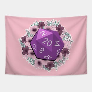 Dungeons and Dragons Purple D20 with Flowers| D&D Tapestry