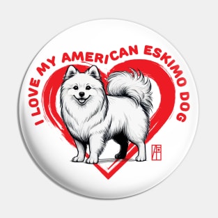 I Love My American Eskimo Dog- I Love my dog - Smart dog Pin