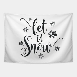 Simple Elegant Let It Snow Whimsical Christmas Calligraphy Tapestry