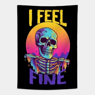 Funny Halloween skeleton Drawing: "I Feel Fine" - A Spooky Delight! Tapestry