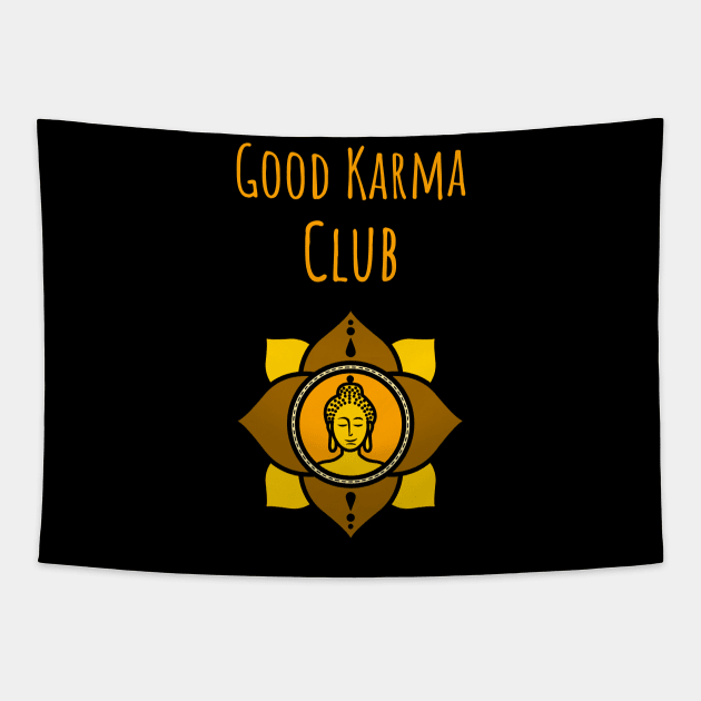 Good karma club lotus flower Tapestry by InkyArt