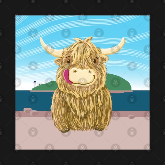Scottish Highland Cow Visits Davaar Island by brodyquixote