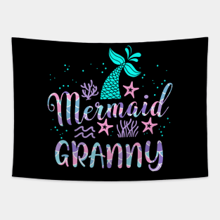 Mermaid Granny Birthday Squad Matching Family Party Bday Tapestry