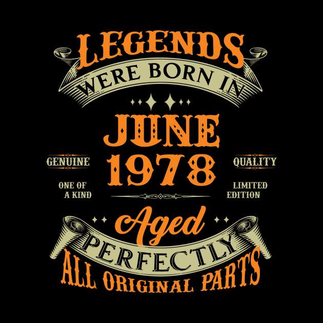 45th Birthday Gift Legends Born In June 1978 45 Years Old by Schoenberger Willard