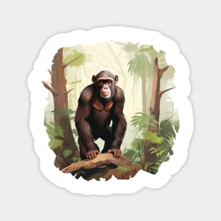 Cute Chimpanzee In Jungle Magnet