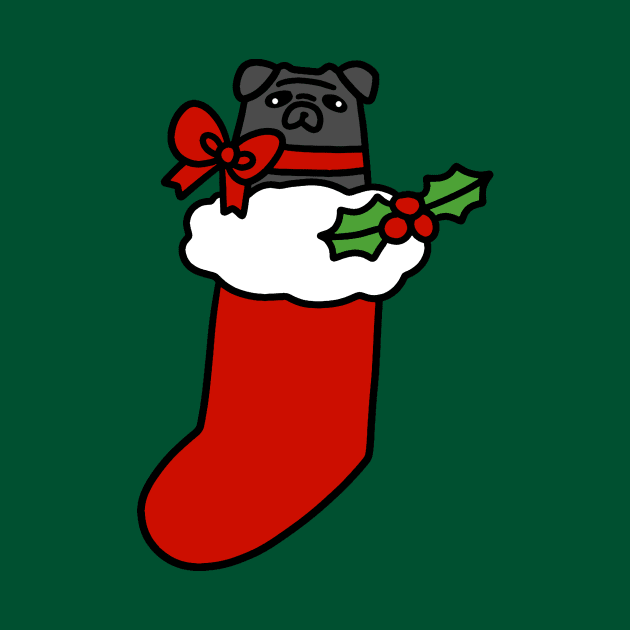 Black Pug Christmas Stocking by saradaboru
