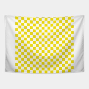 Wonky Checkerboard, White and Yellow Tapestry