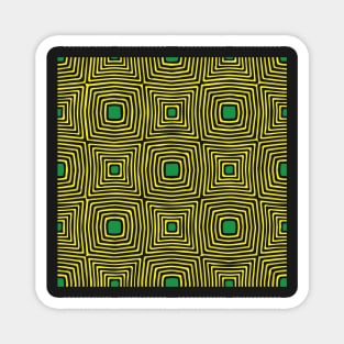 Tropical Hawaiian Style Distorted Geometric Cubes Pattern Green Stream Magnet
