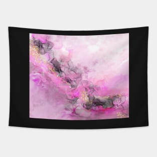 Digital alcohol ink abstract with gold foil Tapestry