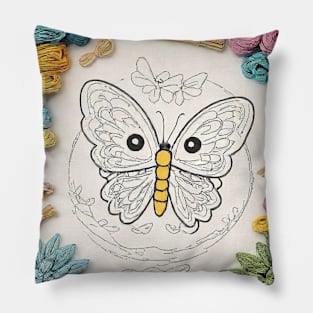 Butterfly Needlework Creation Pillow