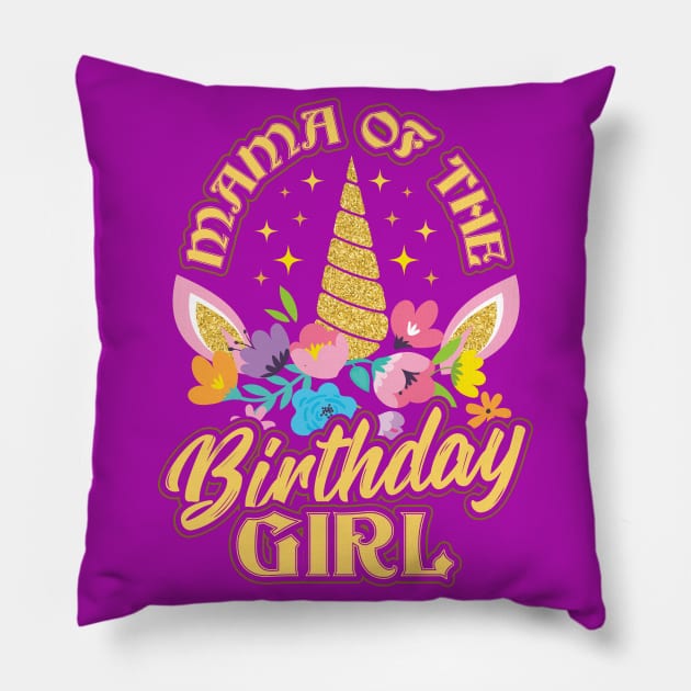 Mama of the Birthday Girl Unicorn Pillow by aneisha