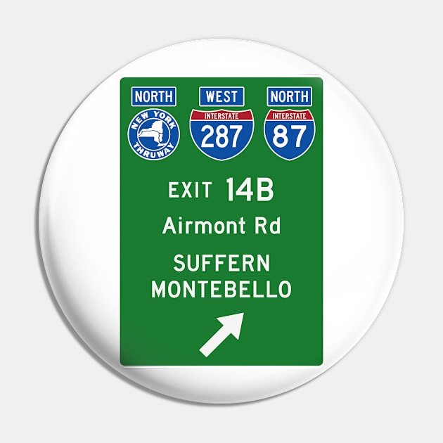 New York Thruway Northbound Exit 14B: Suffern Montebello Airmont Rd Pin by MotiviTees