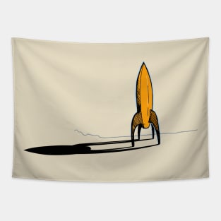 Space Rocket Moon Landing Tapestry